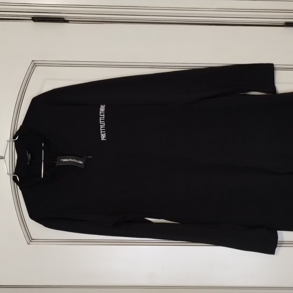 Pretty Little Things Black Zip Cat Suit Size US 12 stretch mock collar - Picture 5 of 10